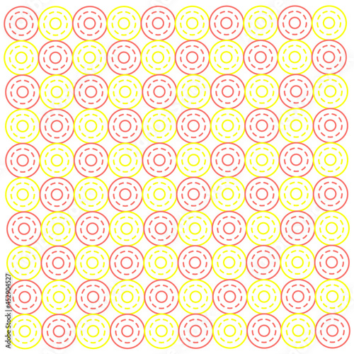 Vector illustration of seamless pattern background in the form of a three-layer circle, on the second layer the lines are broken.