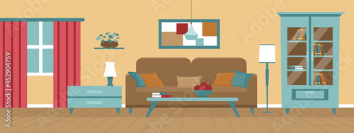 Flat vector of a living room interior.