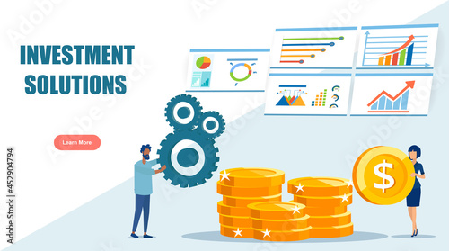 Vector of businesspeople offering successful investment solutions