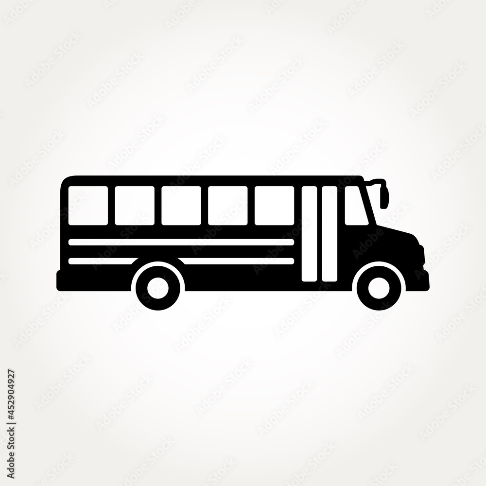 School bus icon in flat style. Vector illustration