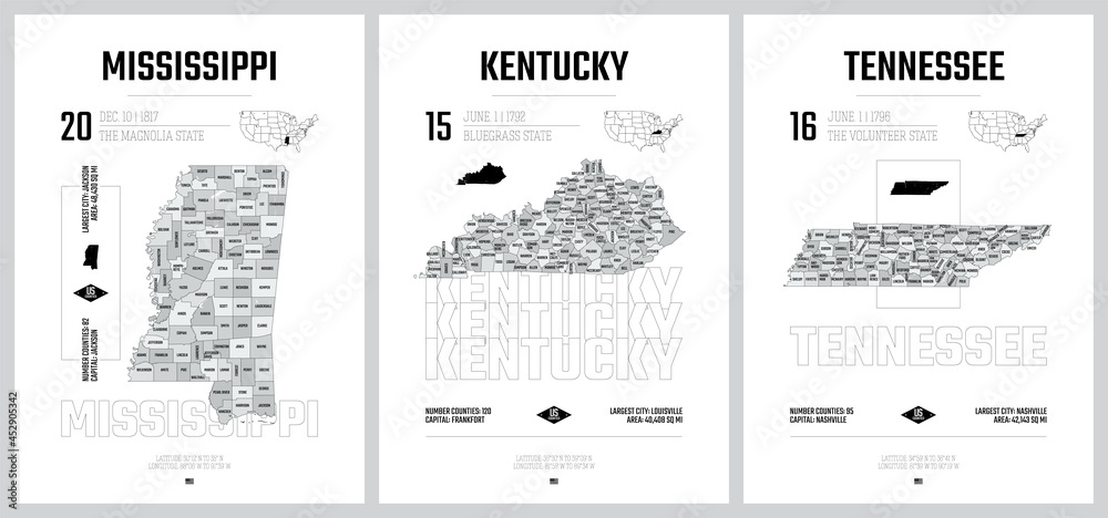 Kct Map Highly detailed vector silhouettes of US state maps, Division United ...