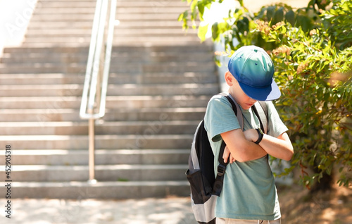 The offended boy does not want to go to school