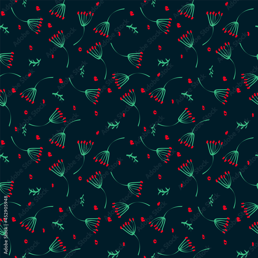 New Year with holly berries. Background of berries in a circle of snowflakes and foliage of the Christmas tree. Hand-drawn pattern for wrapping paper. Happy New Year. Vector illustration New Year with holly berries. Background of berries in a circle of snowflakes and foliage of the Christmas tree. Hand-drawn pattern for wrapping paper. Happy New Year. Vector illustration