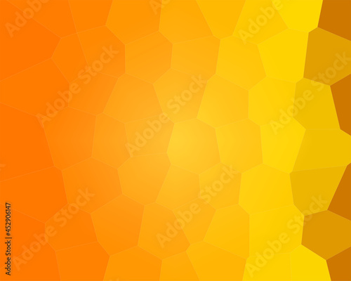 yellow orange background with hexagonal honeycomb bee close-up illustration © Karina
