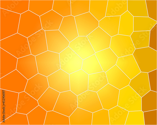 yellow orange background with hexagonal honeycomb bee close-up illustration