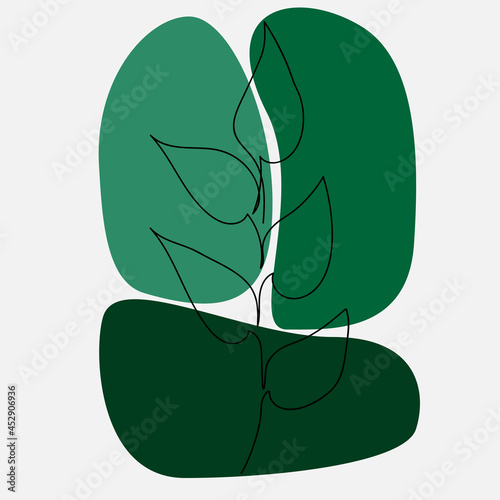 One line leaves with green background