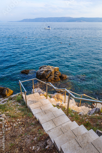 Sunset on the beach in Novi Vinodolski Croatia photo