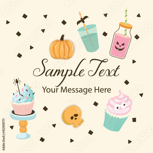 Pastel Halloween Party Food Vector Card Background