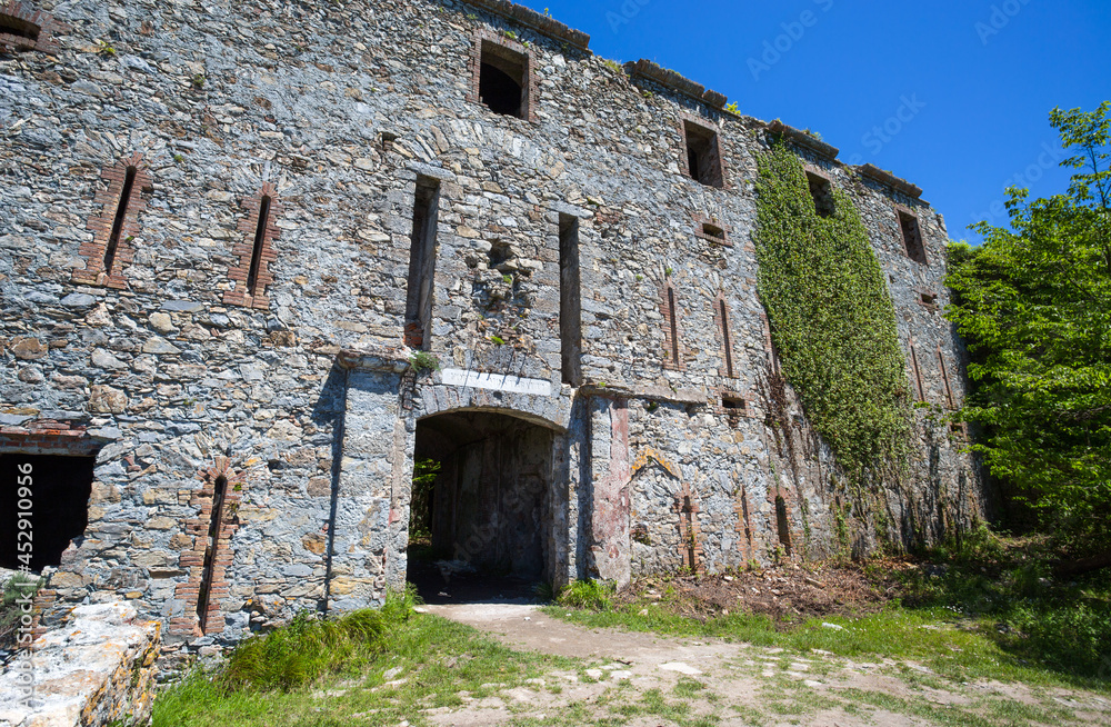 The main entrance of Fort Ratti or Monteratti in Genoa, Italy. The main entrance of Fort Ratti or Monteratti in Genoa, Italy.