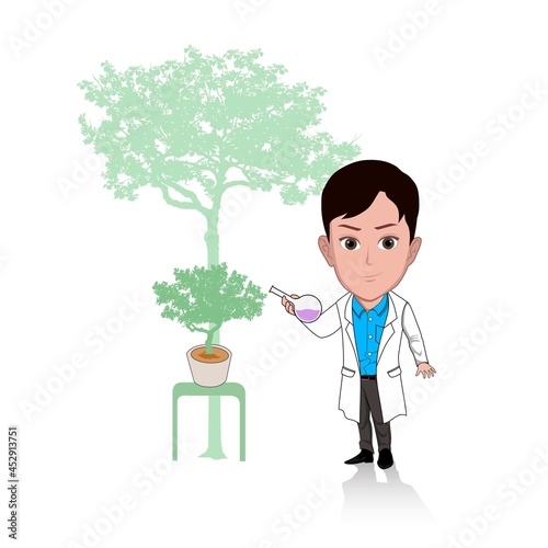 Cartoon carricature of a man by profession as a scientist