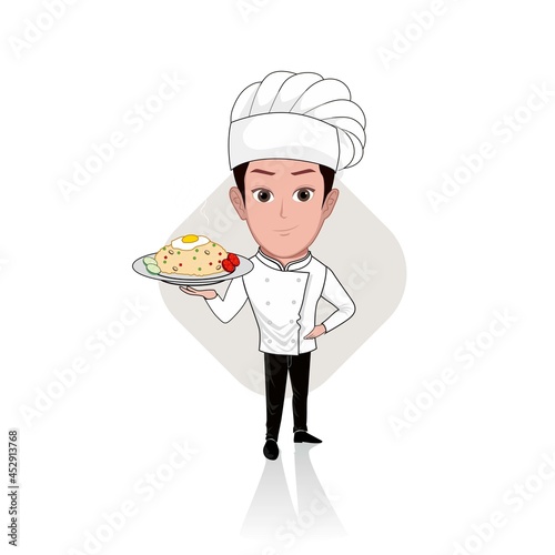 cartoon carricature of a man by profession as a chef photo