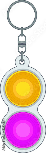 Simple dimple. Isolated antistress toys. Fidget sensory toy pop it. Colorful Silicone bubbles. Trendy keychain simple dimple of various shapes to relieve stress. Vector illustration on white. Trend