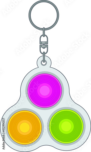 Simple dimple. Isolated antistress toys. Fidget sensory toy pop it. Colorful Silicone bubbles. Trendy keychain simple dimple of various shapes to relieve stress. Vector illustration on white. Trend