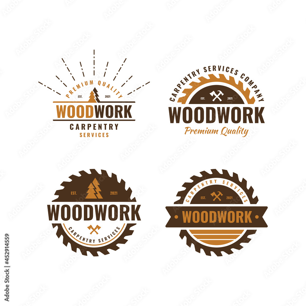 Set of carpentry vintage logo vector