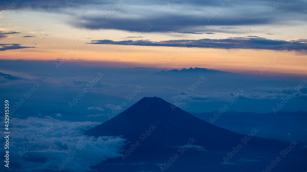 sunset over mount Fuji