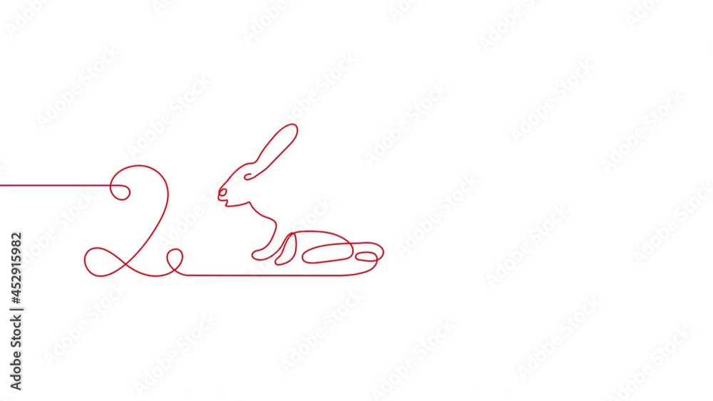 Video rabbit one line 2023. Motion graphic animation. Chinese horoscope. Animal symbol outline doodle sketch. Cartoon hare
Video rabbit one line 2023. Motion graphic animation. Chinese horoscope. Animal symbol outline doodle sketch. Cartoon hare