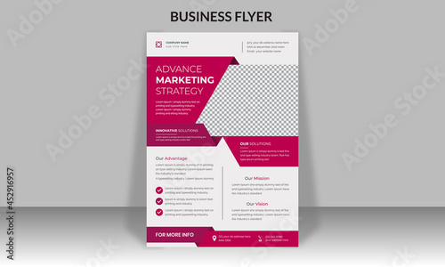 Corporate business flyer design and digital marketing agency brochure cover template with photo Free Vector	