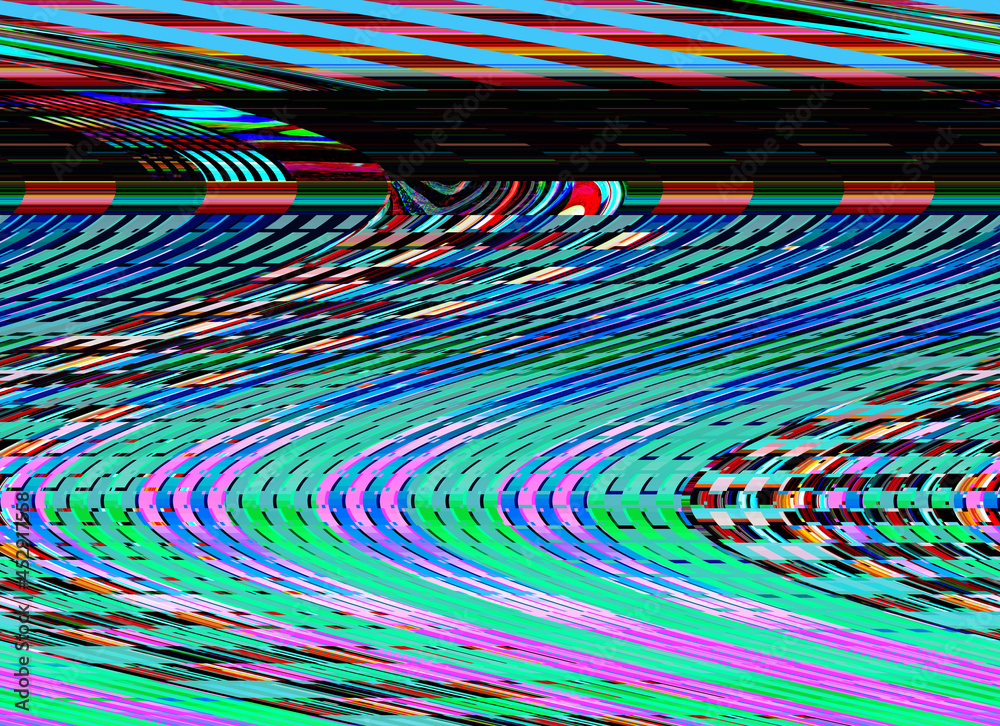 Glitch background TV Computer screen error Retro Grunge Photo Digital pixel noise abstract design. Photo glitch. Television signal fail. Data decay Colorful noise
