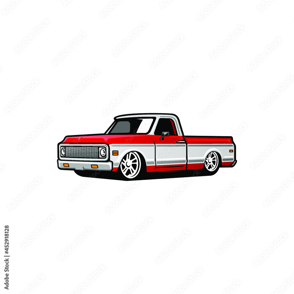 red american muscle pick up truck vector