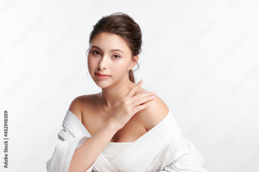Beautiful young asian woman with clean fresh skin on white background, Face care, Facial treatment, Cosmetology, beauty and spa, Asian women portrait. Beautiful young asian woman with clean fresh skin on white background, Face care, Facial treatment, Cosmetology, beauty and spa, Asian women portrait.