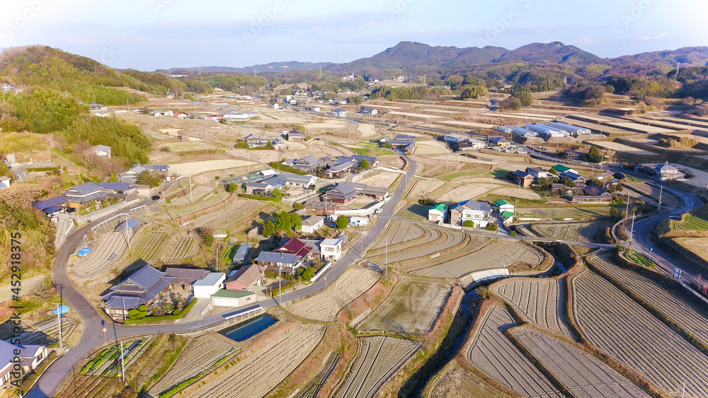 日本の田園風景ドローン撮影・淡路島