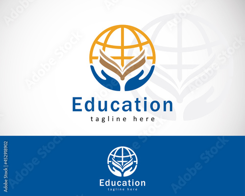 world education logo creative book school sign symbol emblem design template
