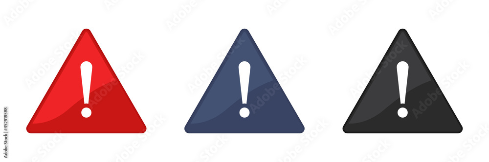 Set of icons. Warning sign of attention. Exclamation point. Vector illustration. Set of icons. Warning sign of attention. Exclamation point. Vector illustration.