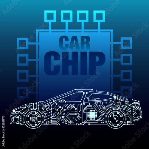 computer chip in a modern car illustration photo