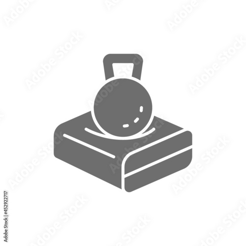 Mattress with hard materials for obesity people, orthopedic mattress grey icon.