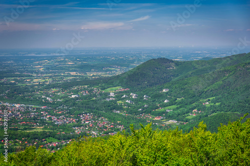 Fototapeta Naklejka Na Ścianę i Meble -  Beautiful landscape of the Silesian Beskids from Czantoria Wielka mountain. Poland