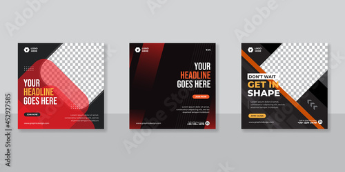 Gym and fitness social media post banner template