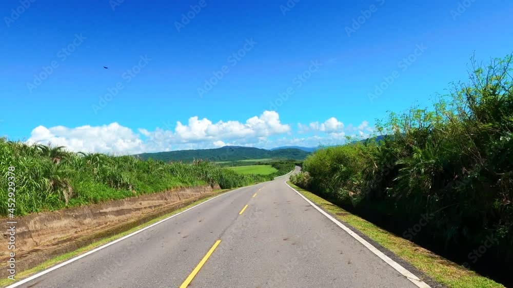Car driving on the mountain and coastline road Car driving on the mountain and coastline road