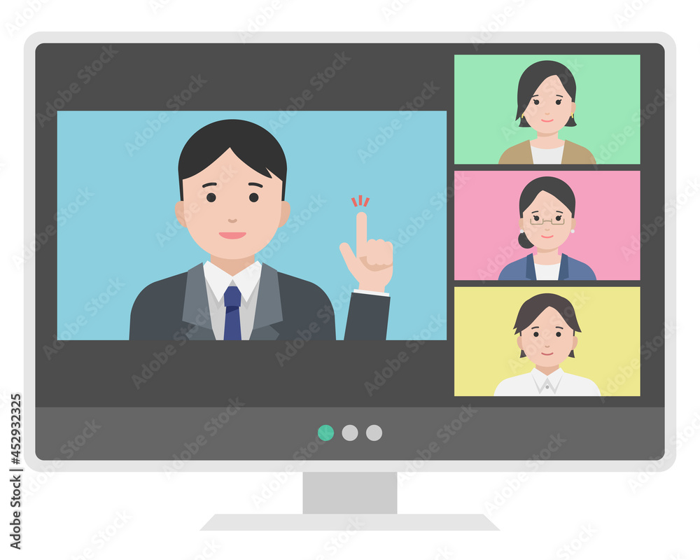 説明中のweb会議のイラスト 説明中のweb会議のイラスト