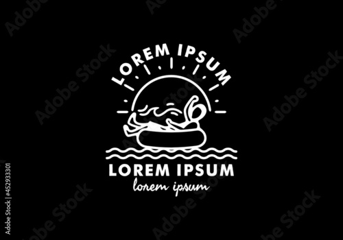 Enjoy on the beach line art with lorem ipsum text