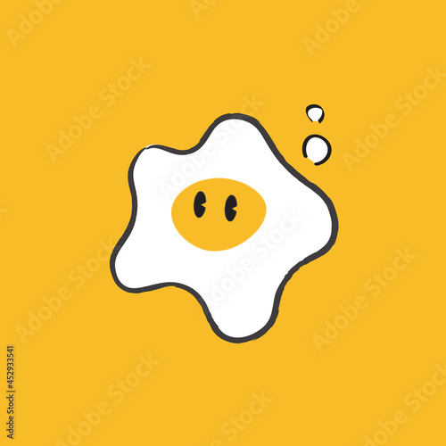 A Cute Hand Drawn Fried Egg - Amazing cute minimalist vector character suitable for apps, sticker, children book, decoration, animation, design assets and illustration in general - Vector Illustration