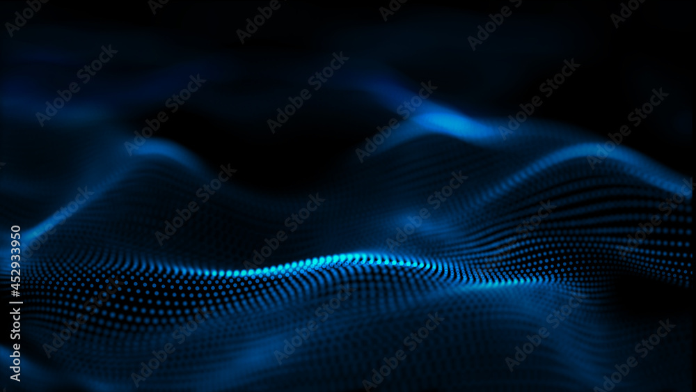 3d illustration of abstract blue background with a dynamic wave.