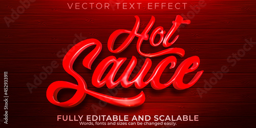 Foto Hot sauce text effect, editable chili and pepper text style