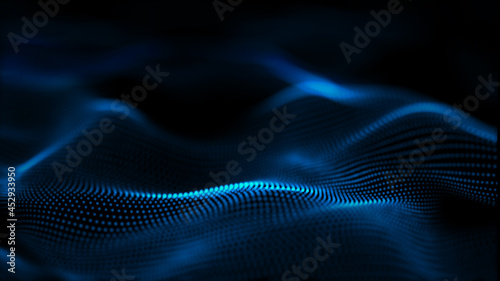 3d illustration of abstract blue background with a dynamic wave.