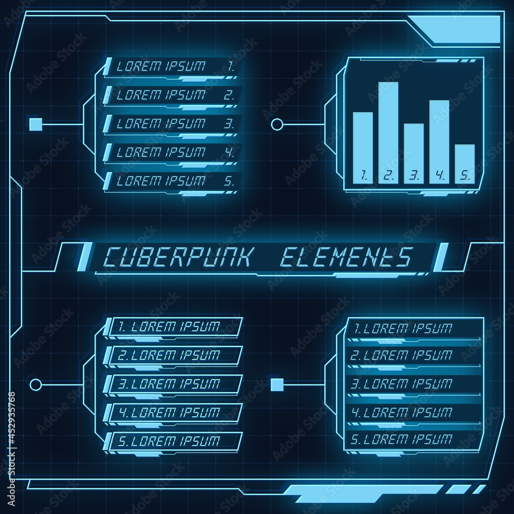 Scifi futuristic control panel collection of HUD elements GUI VR UI ...