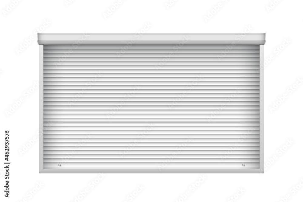 Roller shutter door for metal gate. Closed roller garage door mockup for interior decoration design. Metal industrial rolling shutter. Roller shutter door for metal gate. Closed roller garage door mockup for interior decoration design. Metal industrial rolling shutter.