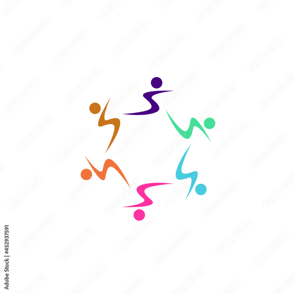 Colorful People Together Sign, Symbol, Logo isolated on White VECTOR Colorful People Together Sign, Symbol, Logo isolated on White VECTOR