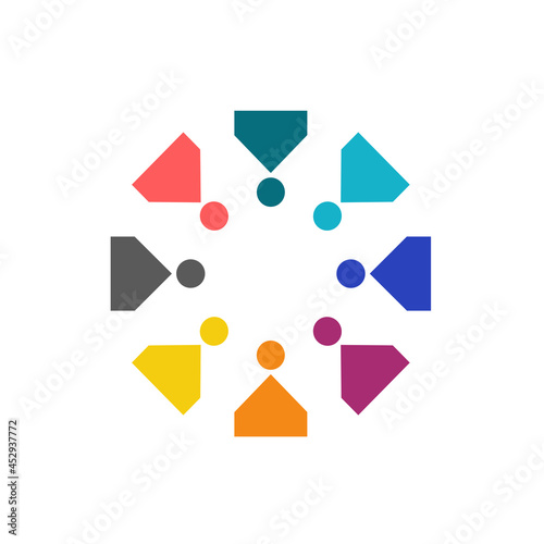 Colorful People Together Sign, Symbol, Logo isolated on White VECTOR