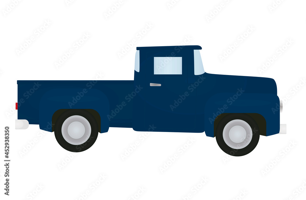 Fototapeta premium Retro blue car. vector illustration