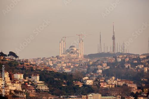 Istanbul Camlica Mosque or Camlica Tepesi Camii under construction. Camlica Mosque is the largest mosque in Asia Minor. Istanbul, Turkey.