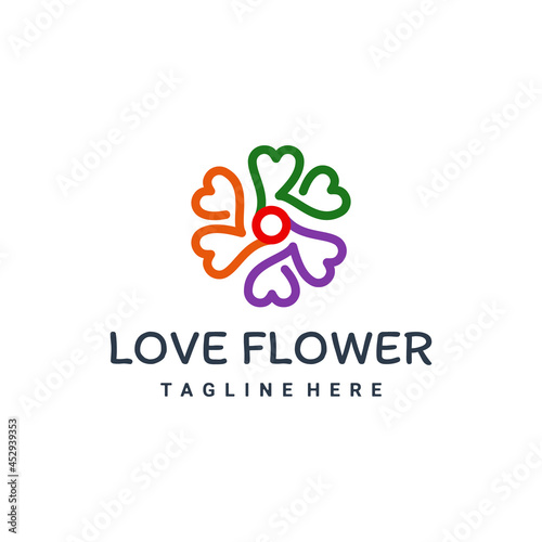 Vector logo design Love flower with line art style