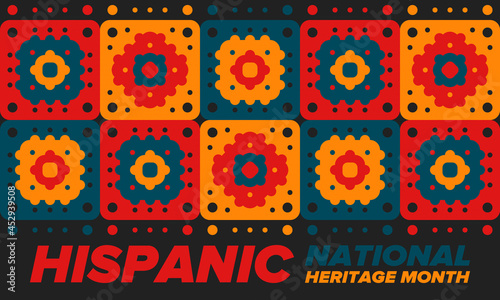 National Hispanic Heritage Month in September and October. Hispanic and Latino Americans culture. Celebrate annual in United States. Poster, card, banner and background. Vector illustration