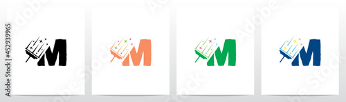 Glass Scraper Cleaning Letter Logo Design M