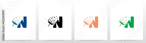 Glass Scraper Cleaning Letter Logo Design N