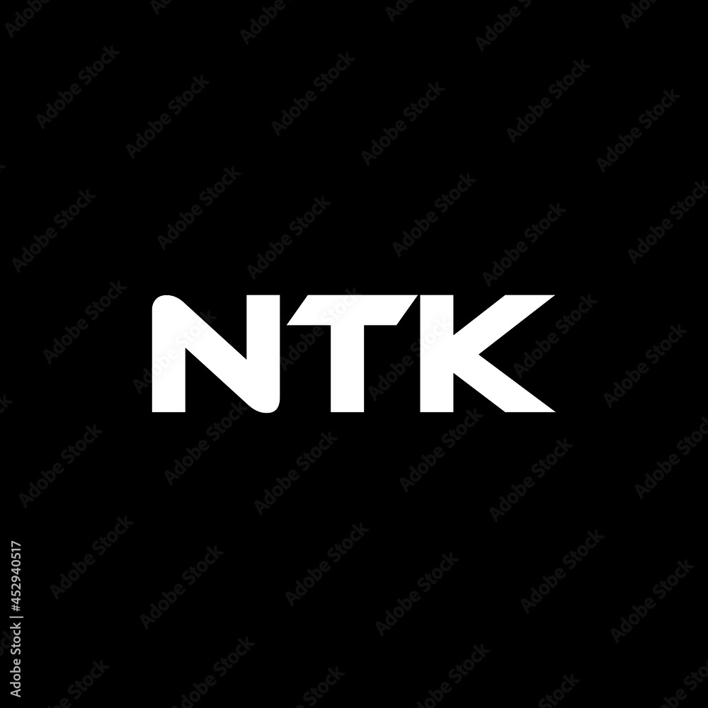 NTK letter logo design with black background in illustrator, vector logo modern alphabet font overlap style. calligraphy designs for logo, Poster, Invitation, etc.