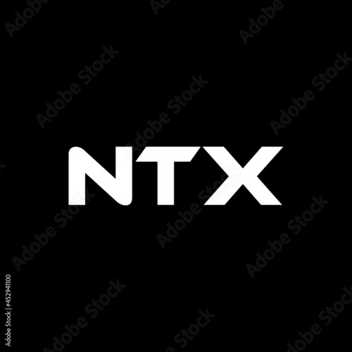 NTX letter logo design with black background in illustrator, vector logo modern alphabet font overlap style. calligraphy designs for logo, Poster, Invitation, etc.